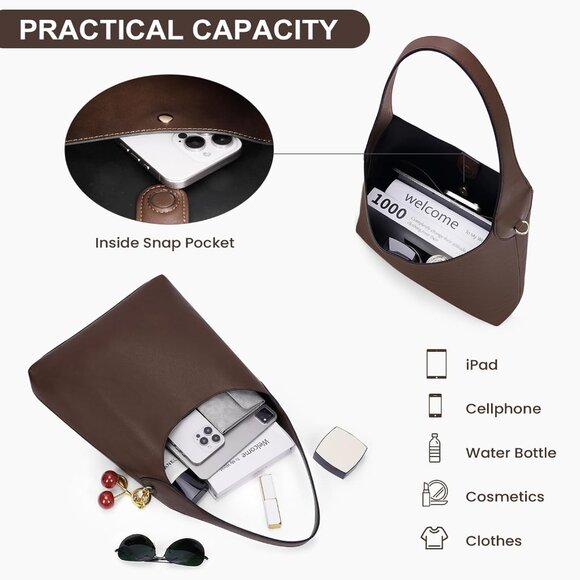 Stylish Medium Faux Suede Hobo Bag with Cherry Charm - Fall Fashion Essential - Picture 5 of 6